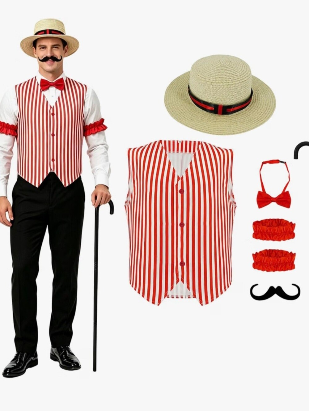 NIB Men's Retro Barber Shop Halloween Costume - Large